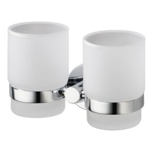 Haceka Kosmos 1121676 dubbele glashouder gesatineerd glas/ chroom