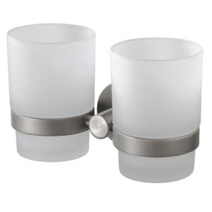 Haceka Kosmos Tec 1111706 dubbele glashouder gesatineerd glas/ RVS geborsteld