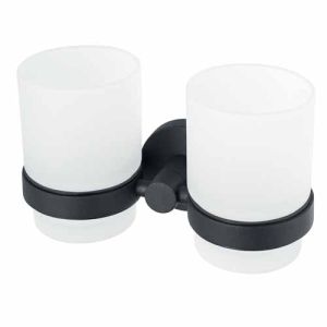 Haceka Kosmos Zwart 1145591 dubbele glashouder gesatineerd glas/ zwart