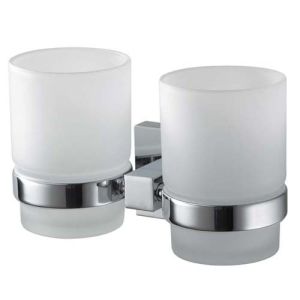 Haceka Mezzo chroom 1117098 dubbele glashouder gesatineerd glas/ chroom