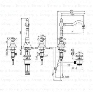 Fima Carlo Frattini Elizabeth F5081BR 3 gats wastafelkraan 2-greeps brons