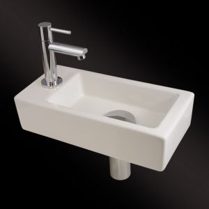 San4U 2512035 One Pack Mini-Block (links) fonteinset wit keramiek/ chroom