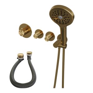Brauer Carving 5-GG-096 thermostatische inbouw badkraan SET 02 goud geborsteld PVD