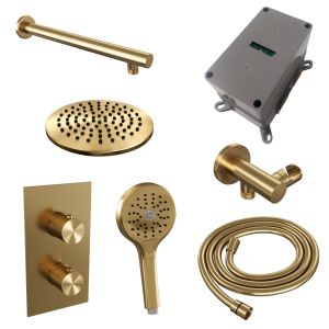 Brauer Carving 5-GG-127 thermostatische inbouw regendouche 3-weg omstelling SET 31 goud geborsteld PVD