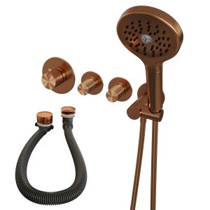 Brauer Carving 5-GK-096 thermostatische inbouw badkraan SET 02 koper geborsteld PVD