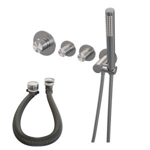 Brauer Carving 5-NG-095 thermostatische inbouw badkraan SET 01 RVS geborsteld PVD