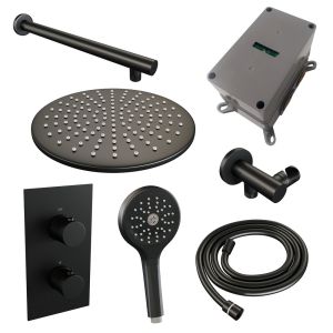 Brauer Carving 5-S-128 thermostatische inbouw regendouche 3-weg omstelling SET 32 mat zwart