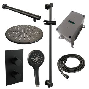 Brauer Carving 5-S-140 thermostatische inbouw regendouche 3-weg omstelling SET 44 mat zwart