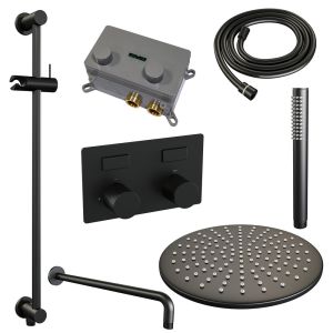 Brauer Carving 5-S-199 thermostatische inbouw regendouche met drukknoppen SET 64 mat zwart