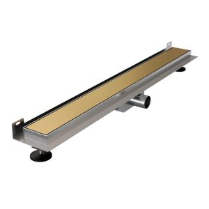 Brauer DR-MRFW80GG douchegoot met multifunctioneel rooster en flens voor wandmontage 7 x 80cm goud geborsteld PVD