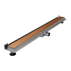 Brauer DR-MRFW90GK douchegoot met multifunctioneel rooster en flens voor wandmontage 7 x 90cm koper geborsteld PVD