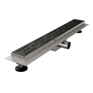 Brauer DR-SRF50S douchegoot met standaard rooster en flens 7 x 50cm mat zwart
