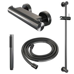 Brauer Edition 5-GM-044-1 opbouw douche thermostaatkraan SET 01 gunmetal geborsteld PVD