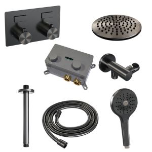 Brauer Edition 5-GM-170 thermostatische inbouw regendouche met drukknoppen SET 59 gunmetal geborsteld PVD