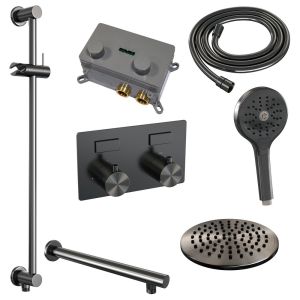 Brauer Edition 5-GM-178 thermostatische inbouw regendouche met drukknoppen SET 67 gunmetal geborsteld PVD