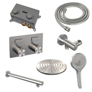 Brauer Edition 5-NG-166 thermostatische inbouw regendouche met drukknoppen SET 55 RVS geborsteld PVD