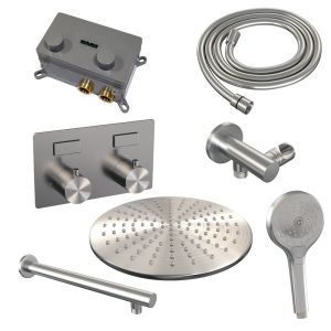Brauer Edition 5-NG-167 thermostatische inbouw regendouche met drukknoppen SET 56 RVS geborsteld PVD