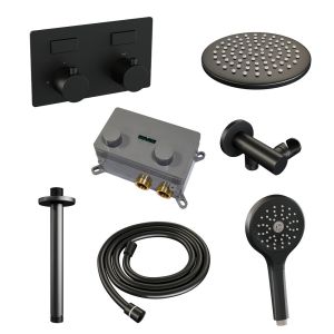 Brauer Edition 5-S-170 thermostatische inbouw regendouche met drukknoppen SET 59 mat zwart