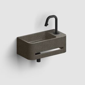 Clou InBe IB03720300201R fontein 43cm met handdoekhouder antraciet Microrazzo beton