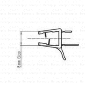 Duscholux 250353.01.007.000 afwaterprofiel gebogen links, 86cm, 6-8mm