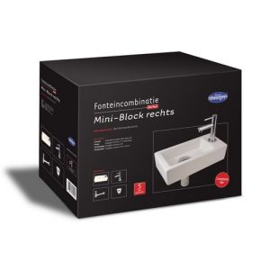 San4U 2502035 One Pack Mini-Block (rechts) fonteinset wit keramiek/ chroom