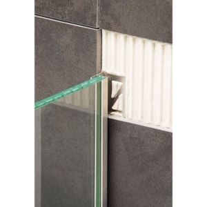 Blanke Aqua Glas 204280B080210 glasprofiel 2100x21x8mm RVS geborsteld