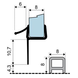 Duka GUML245 set gebogen afdichtprofielen 100cm transparant, 8mm