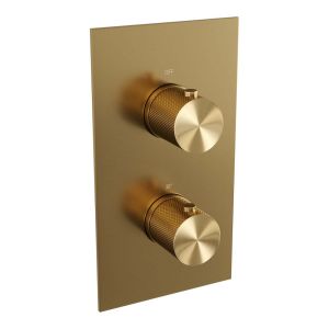 Brauer Carving 5-GG-141 thermostatische inbouw regendouche 3-weg omstelling SET 45 goud geborsteld PVD