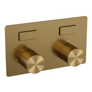 Brauer Carving 5-GG-215 thermostatische inbouw badkraan met drukknoppen SET 04 goud geborsteld PVD