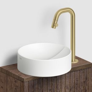 Clou Kaldur CL060500582R staande fonteinkraan met korte uitloop, hoge versie, goud geborsteld PVD