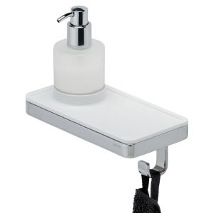 Geesa Frame 918816-02 zeepdispenser 200 ml met planchet en handdoekhaak chroom/ wit