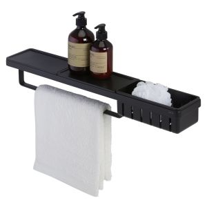Geesa Frame 918854-06-06-630 planchet met handdoekrek en douchemand 63 cm zwart