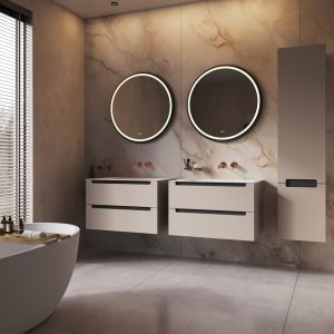 Phantom Mirrors Serie 003 003.100.100 ronde LED spiegel op zwart frame, 100 cm met directe led rondom