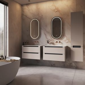 Phantom Mirrors Serie 004 004.45.90 ovaal rechte LED spiegel, 45x90 cm met directe en indirecte led rondom