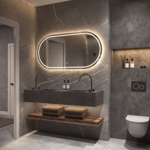 Phantom Mirrors Serie 005 005.120.70 ovaal rechte LED spiegel, 120x70 cm met directe en indirecte led rondom