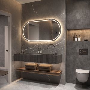 Phantom Mirrors Serie 005 005.140.70 ovaal rechte LED spiegel, 140x70 cm met directe en indirecte led rondom