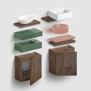 Clou Verti CL07106703664R fonteinonderkast met geribbelde deur, donker eiken, rechts