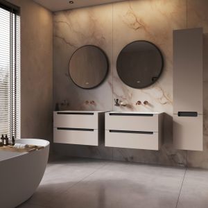 Phantom Mirrors Serie 003 003.100.100 ronde LED spiegel op zwart frame, 100 cm met directe led rondom