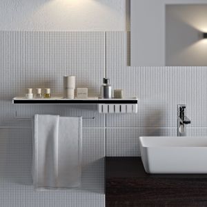 Geesa Frame 918854-02-630 planchet met handdoekrek en douchemand 63 cm chroom/ wit