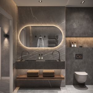 Phantom Mirrors Serie 005 005.140.70 ovaal rechte LED spiegel, 140x70 cm met directe en indirecte led rondom