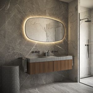 Phantom Mirrors Serie 009 009.100.65 Deens ovale LED spiegel op zwart frame, 100x65 cm met directe en indirecte led rondom