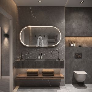 Phantom Mirrors Serie 005 005.100.70 ovaal rechte LED spiegel, 100x70 cm met directe en indirecte led rondom