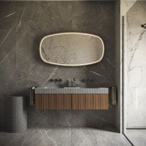 Phantom Mirrors Serie 009 009.120.70 Deens ovale LED spiegel op zwart frame, 120x70 cm met directe en indirecte led rondom