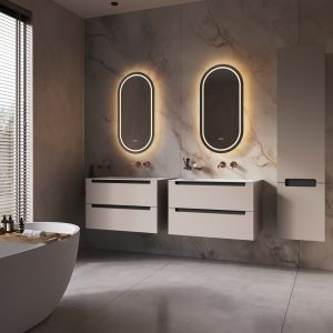 Phantom Mirrors Serie 004 004.45.90 ovaal rechte LED spiegel, 45x90 cm met directe en indirecte led rondom