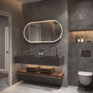 Phantom Mirrors Serie 005 005.140.70 ovaal rechte LED spiegel, 140x70 cm met directe en indirecte led rondom