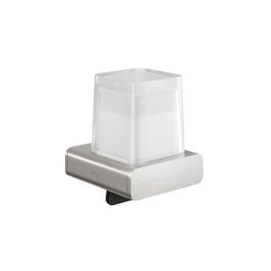 Geesa Shift Brushed Stainless Steel 919916-05 zeepdispenser 200 ml met gesatineerd glas RVS geborsteld