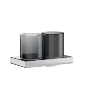 Inda Claire A7110DNE21 bekerhouder met zeepdispenser mat zwart/ gesatineerd glas