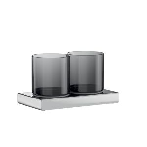 Inda Claire A7110WCR04 dubbele vrijstaande bekerhouder chroom/ fumé glas