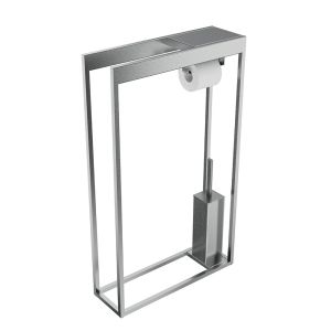 Inda Indissima A88860NS multifunctionele standaard toiletrol- en toiletborstelhouder RVS geborsteld
