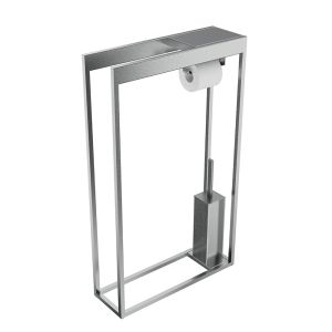 Inda Indissima A88860WM multifunctionele standaard toiletrol- en toiletborstelhouder mat wit